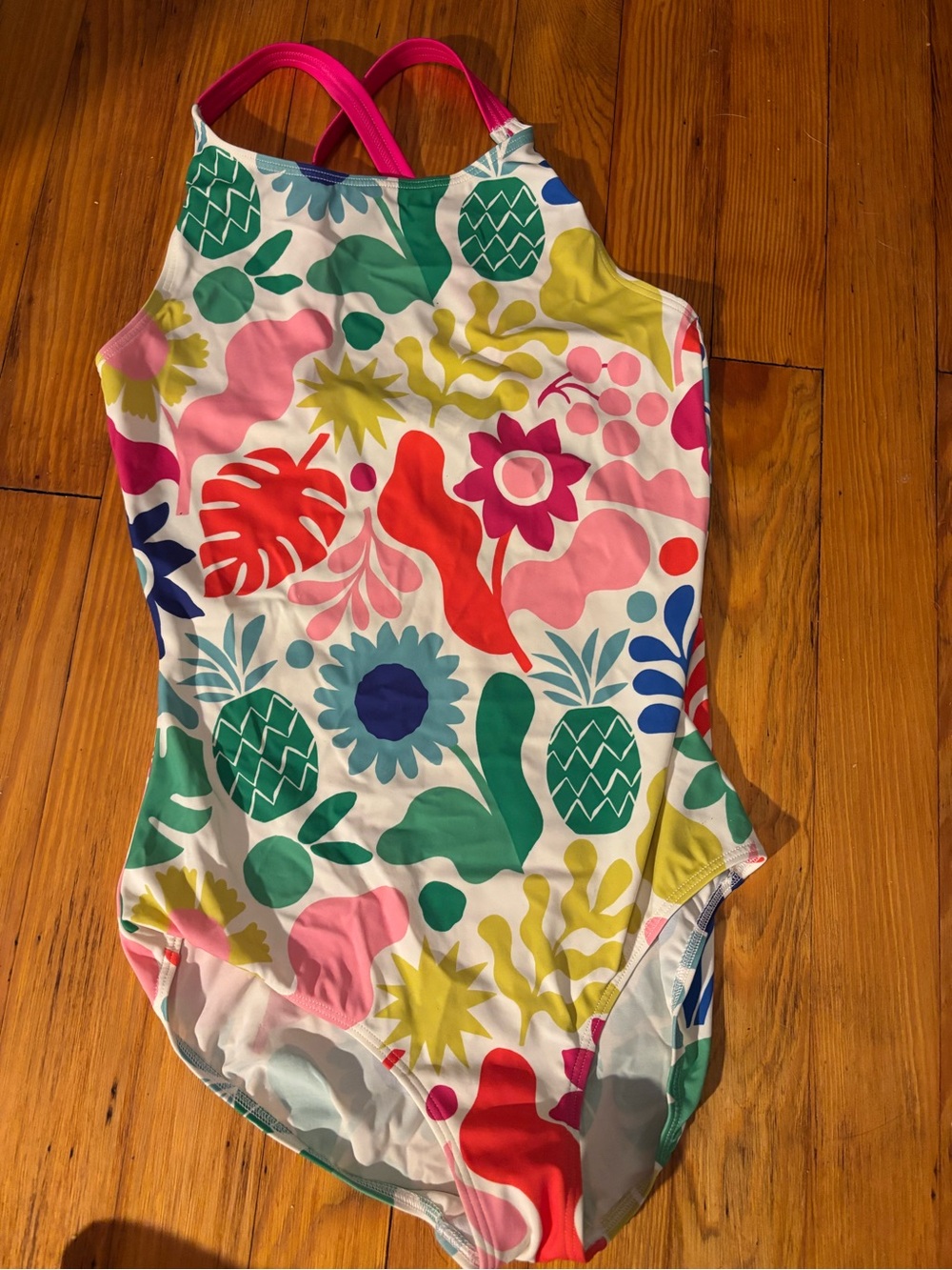 Boden Bright Tropical Print One-Piece Swimsuit - Pink & Green